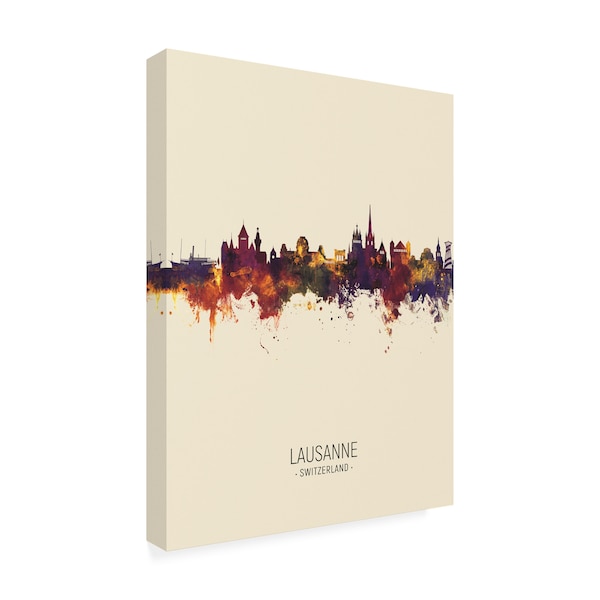 Michael Tompsett 'Lausanne Switzerland Skyline Portrait III' Canvas Art,35x47